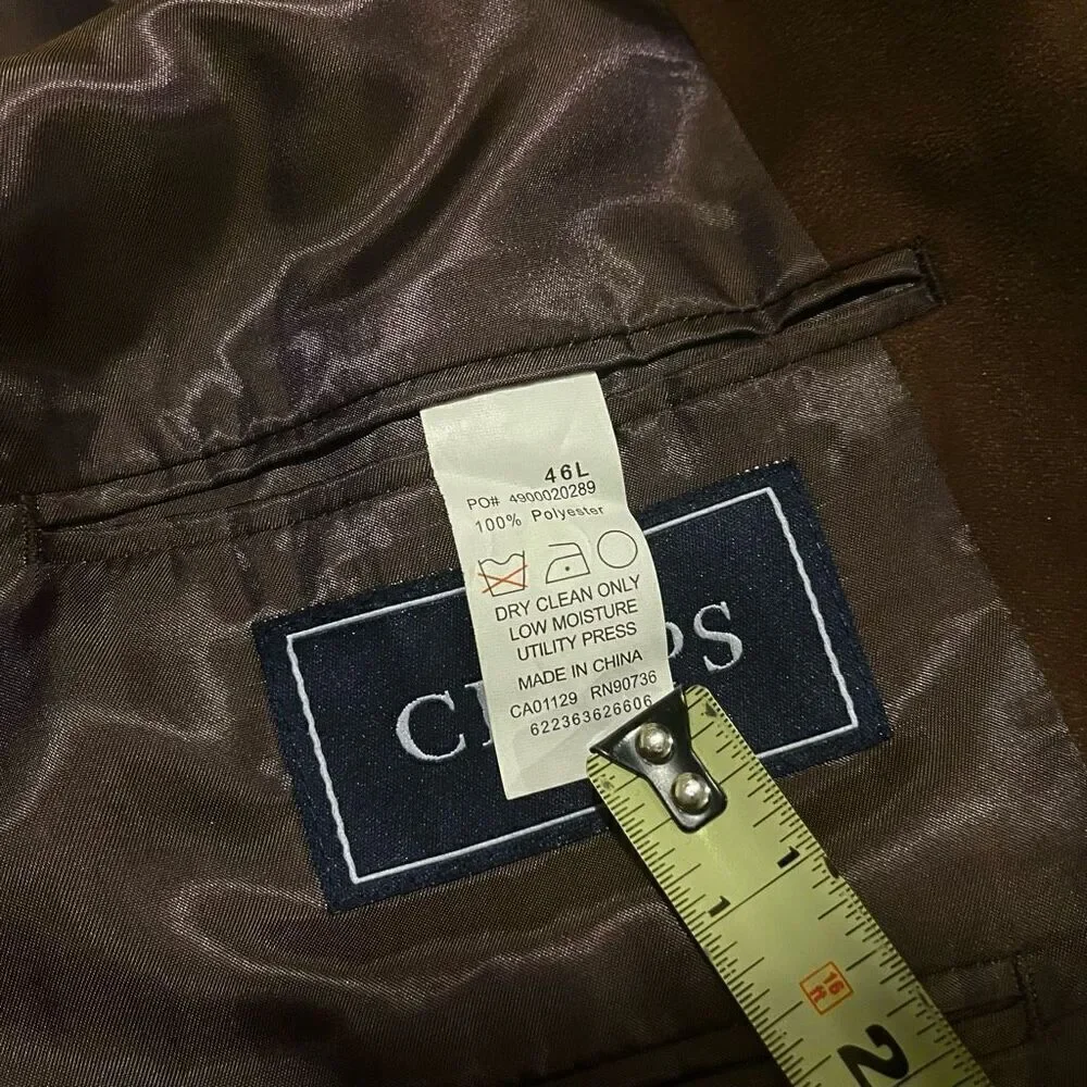Chaps Brown Micro-Suede Suit Jacket Sports Coat Blazer Men’s 46L